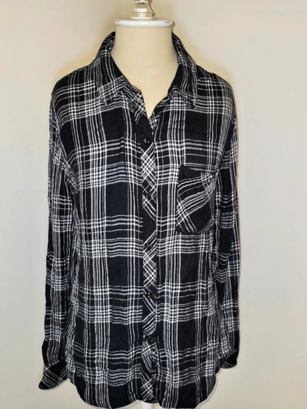 Rails Hunter Plaid Button-Up Shirt Black & White Medium